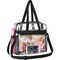 Clear Bag Stadium Approved 12x6x12 Clear Tote Bag with Removable Strap Clear Lunch Bag for Work Sports Festival (Black)
